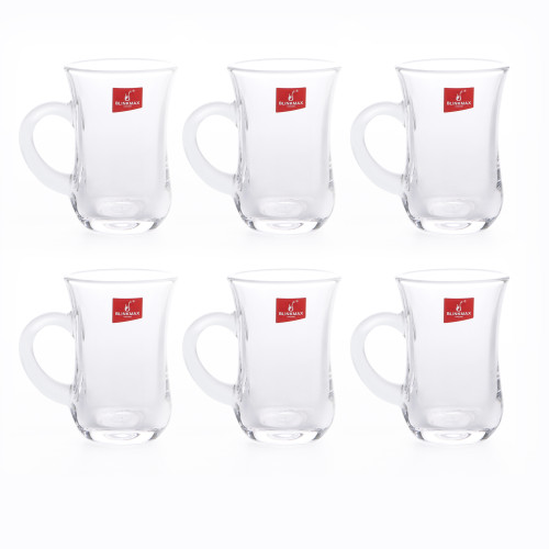 BLINKMAX 6pc Coffee Cup Glass Tumbler Set Transparent Drinkware 135ml