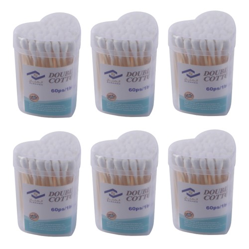Generic 6pc of 60 Double Ended Cotton Buds Heart Shaped Pack - White