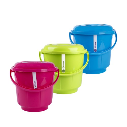 alltime Plastic Bucket with Lid 13Ltr - 3 Color Pack