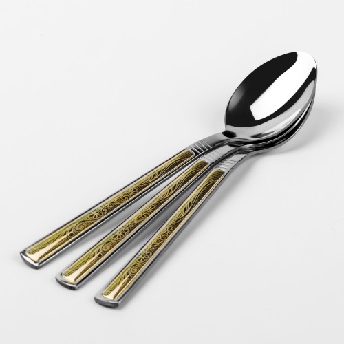 Generic Stainless Steel Small Spoon 3pc Set - Golden
