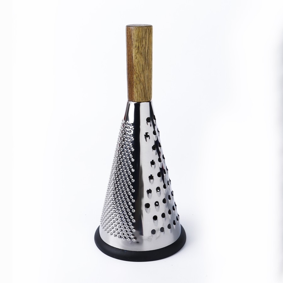 Generic Stainless Steel 3-way Grater with Wooden Handle 27.5cm