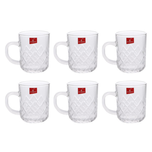 BLINKMAX 6pc Tea Cup Glass Tumbler Set Transparent Drinkware 230ml