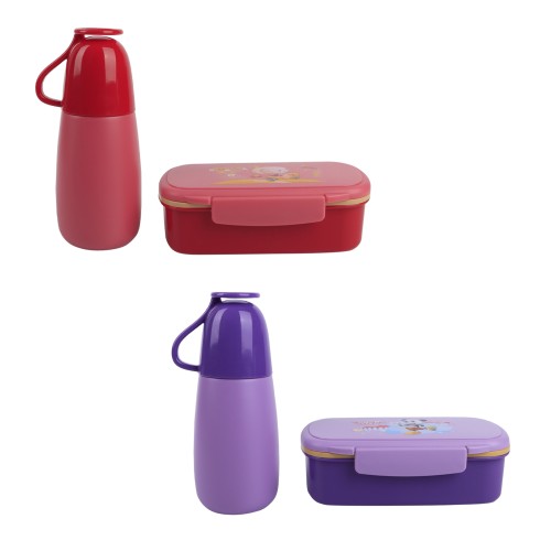Generic Kids Lunch Box & Water Bottle with Paper Bag Combo Set - 2 Color Pack