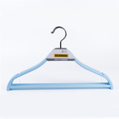 BECHOWARE 3pc Plastic Cloth Hanger 39.8cm - Blue