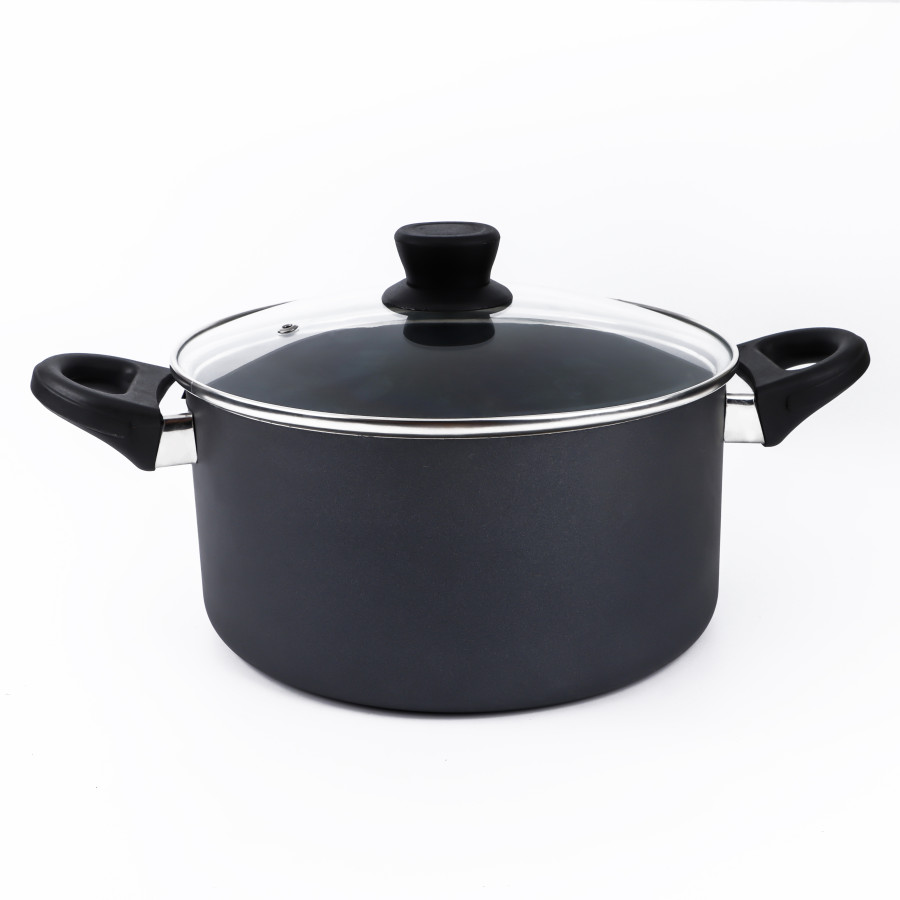 KITCHENMARK 2-way Non Stick Casserole with Glass Lid 24cm - Black