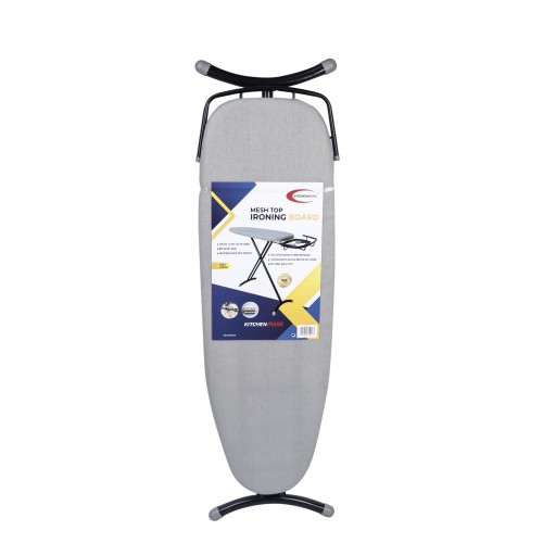 KITCHENMARK Ironing Board with Steam Iron Rest Foldable Design 109x35.5 cm - Grey