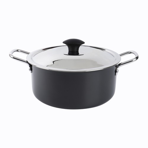 KITCHENMARK Hard Anodized Stockpot Aluminum Cooking Pot with Lid 24cm - Black