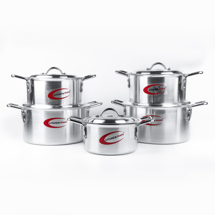 KITCHENMARK 5pc Premium Quality Aluminium Casseroles with Lid Blaze Set