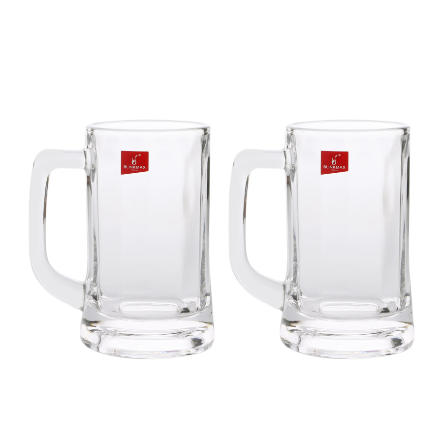 BLINKMAX 2pc Beer Glass Mug Tumbler Set Transparent Drinkware 370ml