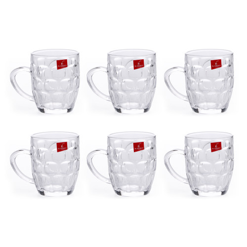 BLINKMAX 6pc Beer Glass Mug Tumbler Set Transparent Drinkware 300ml