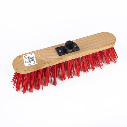 Oaxy Angle Hard Broom with Wooden Brush Head 30cm - Red