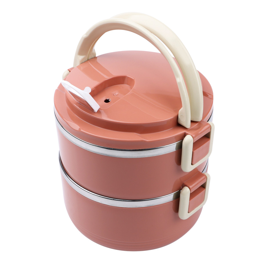 Generic Stainless Steel Round Double Layer Lunch Box 1016mL - 3 Color Pack