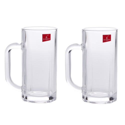 BLINKMAX 2pc Long Glass Mug Tumbler Set Transparent Drinkware 360ml