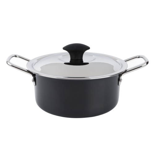 KITCHENMARK Hard Anodized Stockpot Aluminum Cooking Pot with Lid 20cm - Black