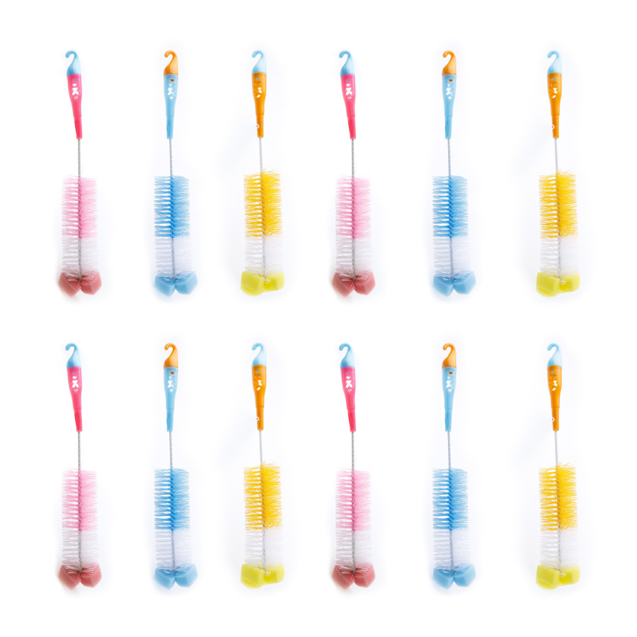 Generic Bottle Brush with Sponge 12 pc - 3 Color Pack