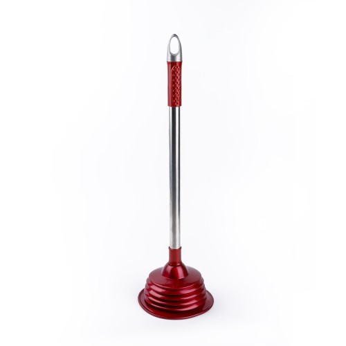 Generic Toilet Pump Air Plunger Steel Handle Rubber Nozzle 53cm - Red