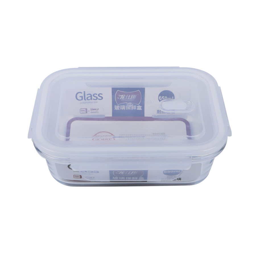 Generic Microwavable Glass Storage Rectangluar Container 650ml - White